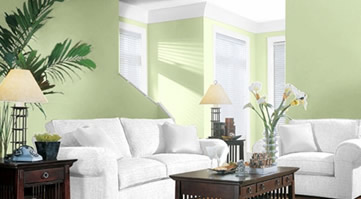 Picture of a lounge area decorated in light green